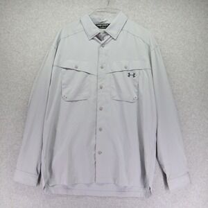 Under Armour Shirt Mens Large Outdoor Vented Casual Button Up Gray Long Sleeve